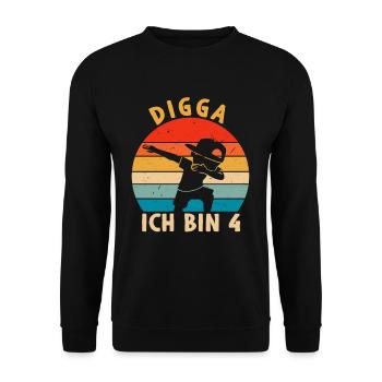 Digga I'm 4 - Unisex Sweatshirt - black - Front - Alina (178cm) & Michal (187cm)