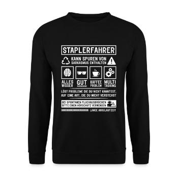 Kann Spuren von Sarkasmus enthalten - Unisex Pullover - Schwarz - Vorne - Alina (178cm) & Michal (187cm)