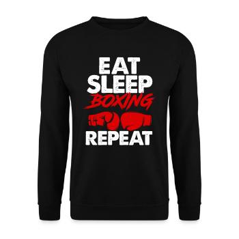 boxer, manger, dormir, répéter - Sweat-shirt Unisexe - noir - Devant - Alina (178cm) & Michal (187cm)
