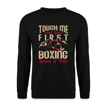 Lustiges Boxen Boxer Hobby - Unisex Pullover - Schwarz - Vorne - Alina (178cm) & Michal (187cm)