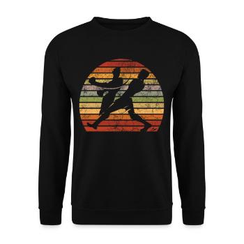 Retro Boxen Boxer - Unisex Pullover - Schwarz - Vorne - Alina (178cm) & Michal (187cm)