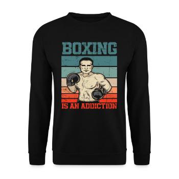 Athlétiques de sports d’addiction à la boxe rétro - Sweat-shirt Unisexe - noir - Devant - Alina (178cm) & Michal (187cm)