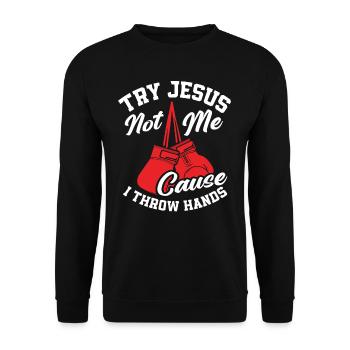 Boxe, Boxeur, Jésus, Christianisme - Sweat-shirt Unisexe - noir - Devant - Alina (178cm) & Michal (187cm)