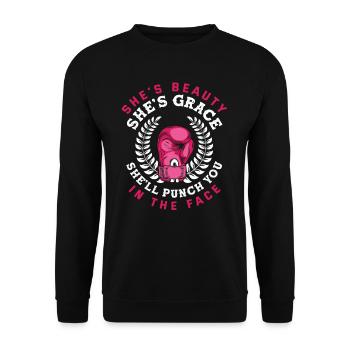 Boxe Combattante Femme Fille Gant De Boxe - Sweat-shirt Unisexe - noir - Devant - Alina (178cm) & Michal (187cm)
