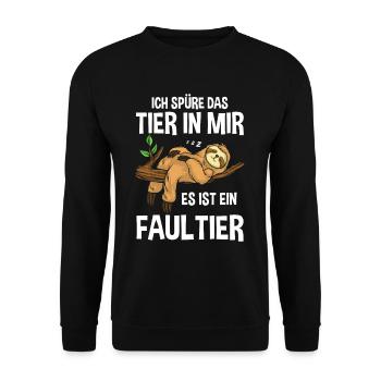 Je sens l'animal en moi, c'est un pyjama paresseux - Sweat-shirt Unisexe - noir - Devant - Alina (178cm) & Michal (187cm)