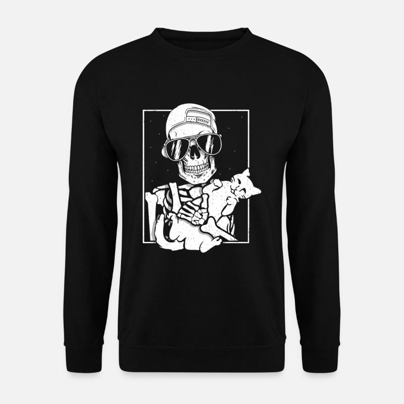 Squelette tenant un chat - Sweat-shirt Unisexe - noir