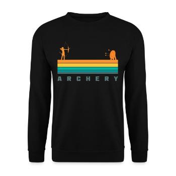 Retro Bogenschießen - Unisex Pullover - Schwarz - Vorne - Alina (178cm) & Michal (187cm)