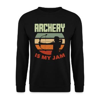 Bogenschießen Sport Geschenk - Unisex Pullover - Schwarz - Vorne - Alina (178cm) & Michal (187cm)