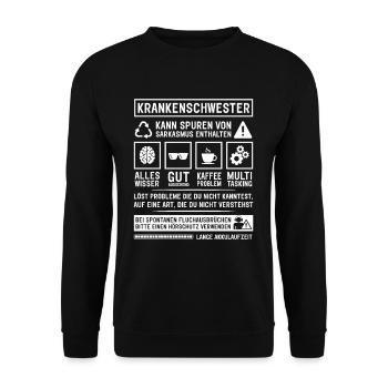 Kann Spuren von Sarkasmus enthalten - Unisex Pullover - Schwarz - Vorne - Alina (178cm) & Michal (187cm)