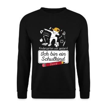 I am a school child David - Unisex Sweatshirt - black - Front - Alina (178cm) & Michal (187cm)