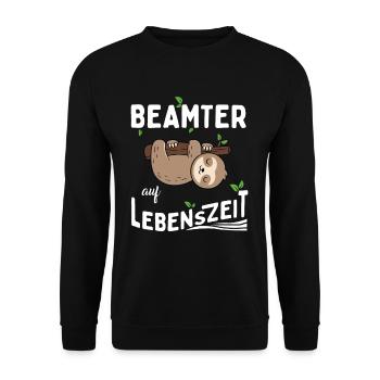 Beamter auf Lebenszeit - Unisex Pullover - Schwarz - Vorne - Alina (178cm) & Michal (187cm)