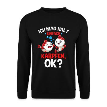 J'aime juste la carpe, OK - Sweat-shirt Unisexe - noir - Devant - Alina (178cm) & Michal (187cm)