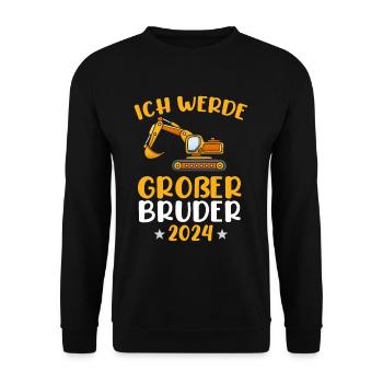Je vais être un excavateur grand frère en 2024 - Sweat-shirt Unisexe - noir - Devant - Alina (178cm) & Michal (187cm)