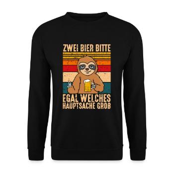 Zwei Bier bitte Hauptsache Groß - Unisex Pullover - Schwarz - Vorne - Alina (178cm) & Michal (187cm)