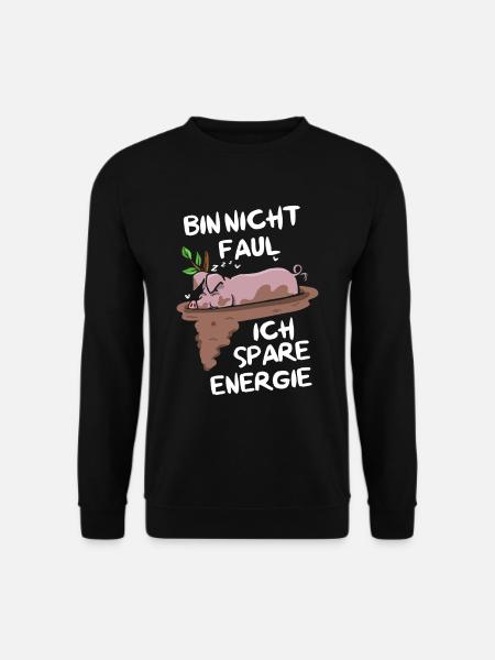 Bin Nicht Faul Ich Spare Energie Hängebauchschwein - Unisex Pullover - Schwarz