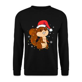 Squirrel Christmas - Unisex Sweatshirt - black - Front - Alina (178cm) & Michal (187cm)