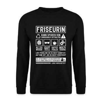 Kann Spuren von Sarkasmus enthalten - Unisex Pullover - Schwarz - Vorne - Alina (178cm) & Michal (187cm)