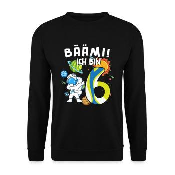 Bääm J’ai 6 ans Astronaute - Sweat-shirt Unisexe - noir - Devant - Alina (178cm) & Michal (187cm)
