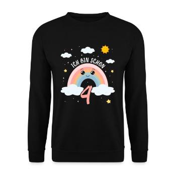 Anniversaire arc-en-ciel 4 ans J’ai 4 ans - Sweat-shirt Unisexe - noir - Devant - Alina (178cm) & Michal (187cm)