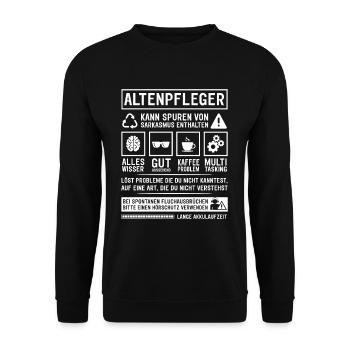 Kann Spuren von Sarkasmus enthalten - Unisex Pullover - Schwarz - Vorne - Alina (178cm) & Michal (187cm)