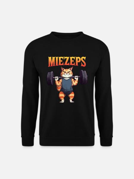 Miezeps Cat Bodybuilding Workout Muskel Katzen - Unisex Pullover - Schwarz