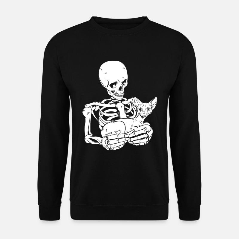 Skeleton Holding Cat - Unisex Pullover - Schwarz
