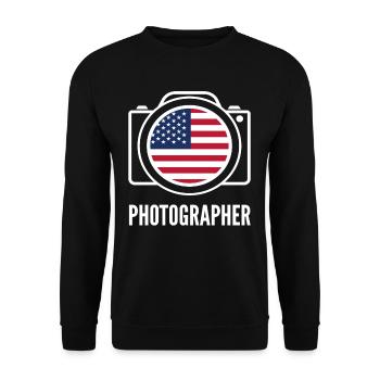 Photographer Photographer USA Flag - Unisex Sweatshirt - black - Front - Alina (178cm) & Michal (187cm)
