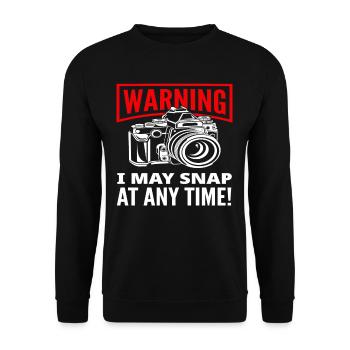 Photographer Photographer Warning - Unisex Sweatshirt - black - Front - Alina (178cm) & Michal (187cm)