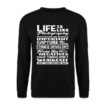 Photograph Leben - Unisex Pullover - Schwarz - Vorne - Alina (178cm) & Michal (187cm)