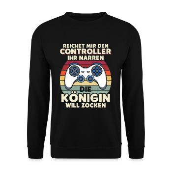 Tends-moi la manette, tu es un imbécile de la reine du pari - Sweat-shirt Unisexe - noir - Devant - Alina (178cm) & Michal (187cm)