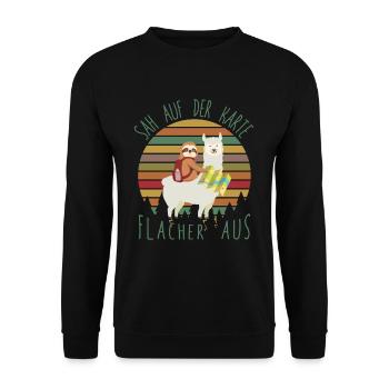 Sah Auf Der Karte Flacher Aus FaulWanderer - Unisex Pullover - Schwarz - Vorne - Alina (178cm) & Michal (187cm)