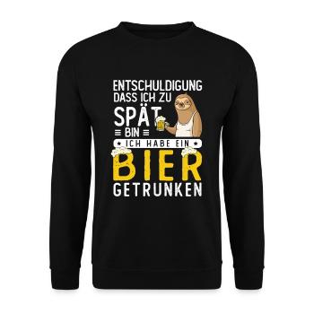 Sorry I'm late, drank beer - Unisex Sweatshirt - black - Front - Alina (178cm) & Michal (187cm)