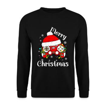 Game Console Controller Santa Claus - Unisex Sweatshirt - black - Front - Alina (178cm) & Michal (187cm)