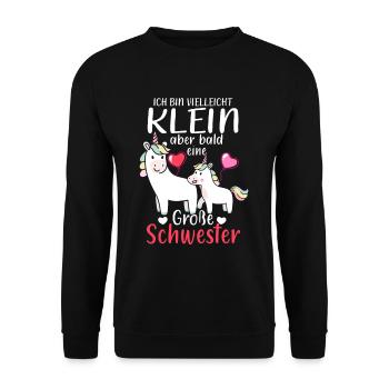 Je suis petite mais bientôt une grande sœur - Sweat-shirt Unisexe - noir - Devant - Alina (178cm) & Michal (187cm)