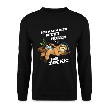 I can't hear you, I'm playing sloth - Unisex Sweatshirt - black - Front - Alina (178cm) & Michal (187cm)