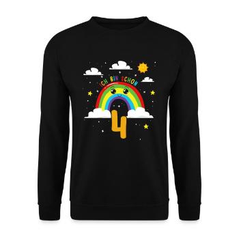 Anniversaire arc-en-ciel 4 ans J’ai 4 ans - Sweat-shirt Unisexe - noir - Devant - Alina (178cm) & Michal (187cm)