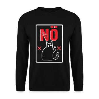 Nö Nein Nope Katze Sarkasmus Katze - Unisex Pullover - Schwarz - Vorne - Alina (178cm) & Michal (187cm)