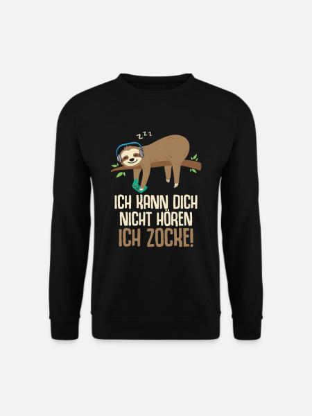Ich kann dich nicht hören ich zocke Gamer Faultier - Unisex Pullover - Schwarz