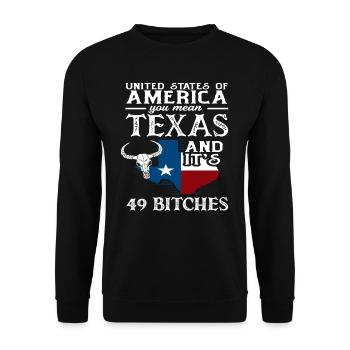 Texas Herkunft - Unisex Pullover - Schwarz - Vorne - Alina (178cm) & Michal (187cm)