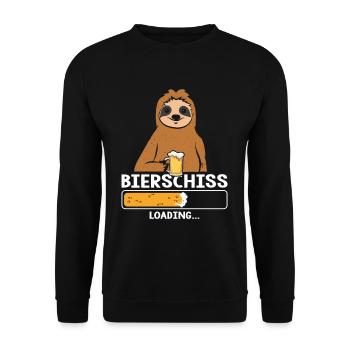 Bierschiss Loading Bier Faultier - Unisex Pullover - Schwarz - Vorne - Alina (178cm) & Michal (187cm)