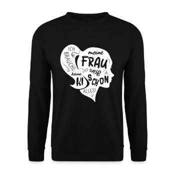 Ich brauche keine KI meine Frau weiß schon alles - Unisex Pullover - Schwarz - Vorne - Alina (178cm) & Michal (187cm)