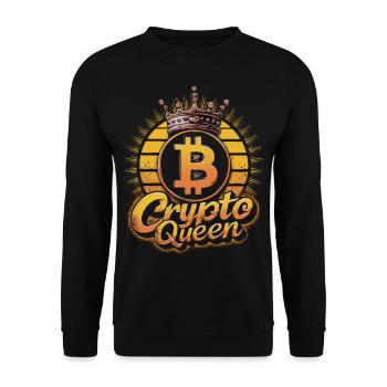 Crypto Queen Cryptocurrency CryptoFashion - Unisex Sweatshirt - black - Front - Alina (178cm) & Michal (187cm)