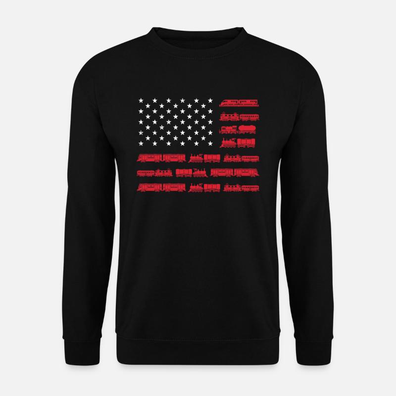 Drapeau des États-Unis Train Trains Hobby Train Spotter - Sweat-shirt Unisexe - noir