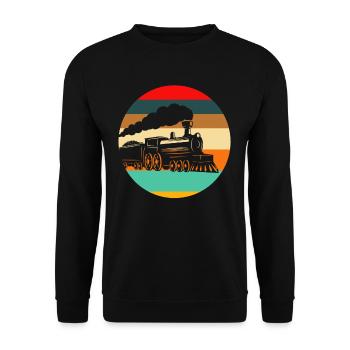 Retro Zug Züge Train Spotter - Unisex Pullover - Schwarz - Vorne - Alina (178cm) & Michal (187cm)