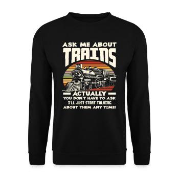 Train Trains Passion Train Driver - Unisex Sweatshirt - black - Front - Alina (178cm) & Michal (187cm)