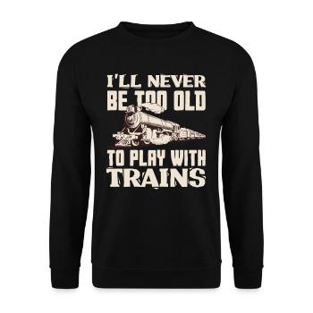 Old Man Grandpa Train Trains Hobby - Unisex Sweatshirt - black - Front - Alina (178cm) & Michal (187cm)