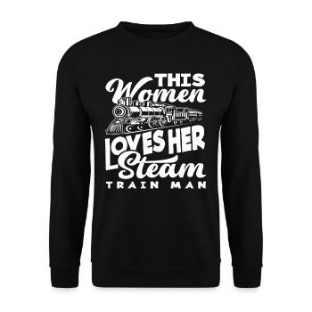 Dampflokomotive Zug Züge Frau Ehefrau - Unisex Pullover - Schwarz - Vorne - Alina (178cm) & Michal (187cm)