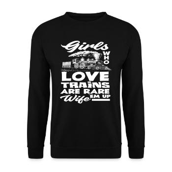Girls Women Train Trains Hobby Train Spotter - Unisex Sweatshirt - black - Front - Alina (178cm) & Michal (187cm)