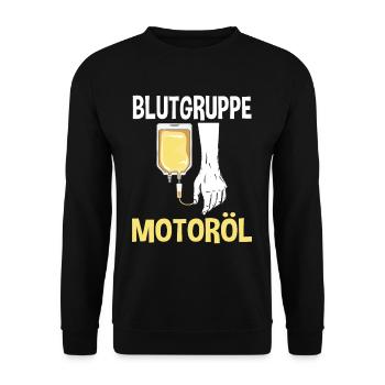 Blutgruppe Motoröl - Unisex Pullover - Schwarz - Vorne - Alina (178cm) & Michal (187cm)