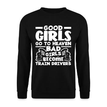Zugführerin Frau Zug Züge Beruf - Unisex Pullover - Schwarz - Vorne - Alina (178cm) & Michal (187cm)